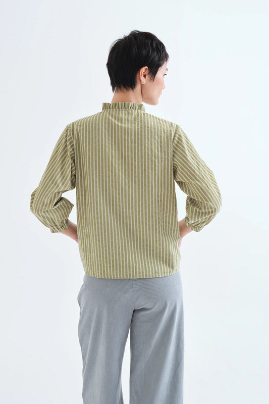 Compania Fantastica Light Green & White Striped Shirt