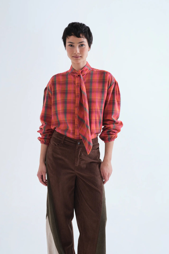 Compania Fantastica Pink Plaid Shirt