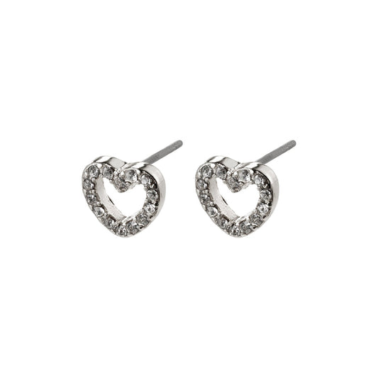 Pilgrim EDIE crystal heart earrings silver-plated