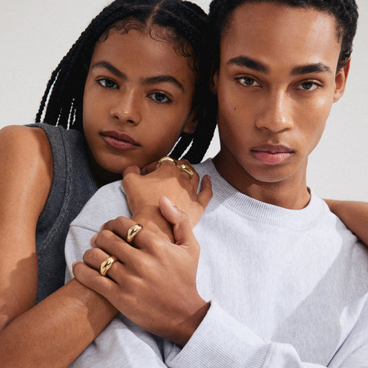 Pilgrim HARRISON rings, 2-in-1 set, gold-plated