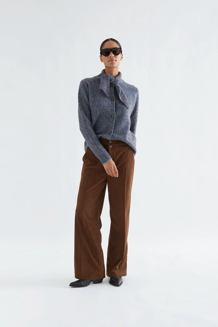 Compania Fantastica Blue and Brown Striped Knit Cardigan