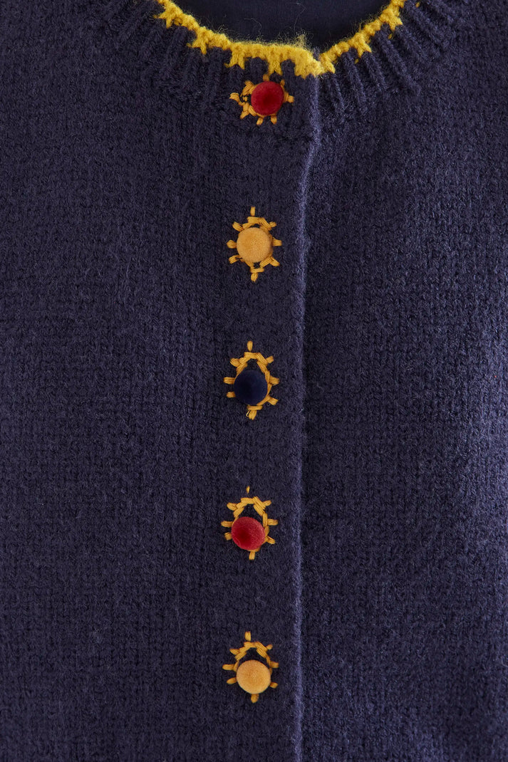 Compania Fantastica Navy Blue Knit Vest with Multicolored Velvet Buttons