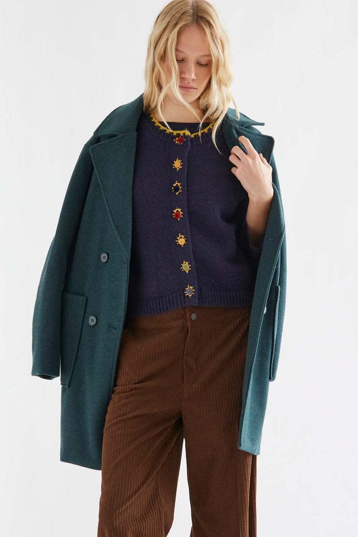Compania Fantastica Navy Blue Knit Vest with Multicolored Velvet Buttons
