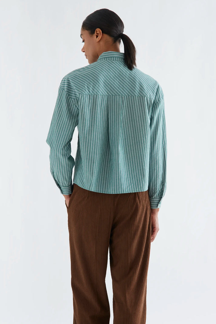 Compania Fantastica Maxi Tie-front Green Striped Shirt