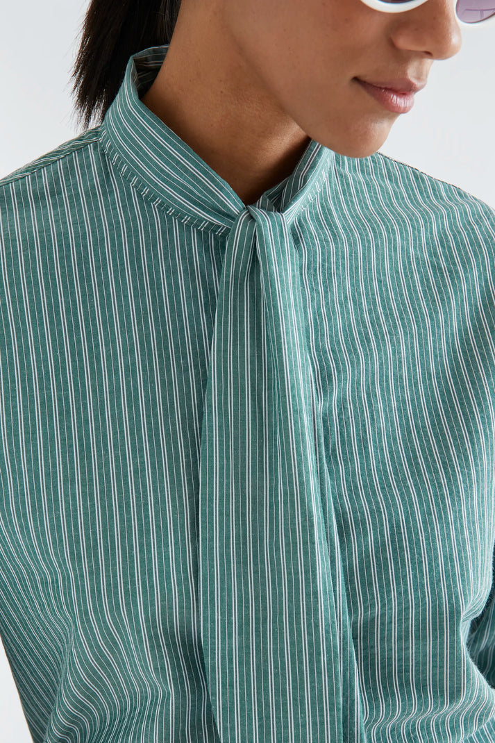 Compania Fantastica Maxi Tie-front Green Striped Shirt
