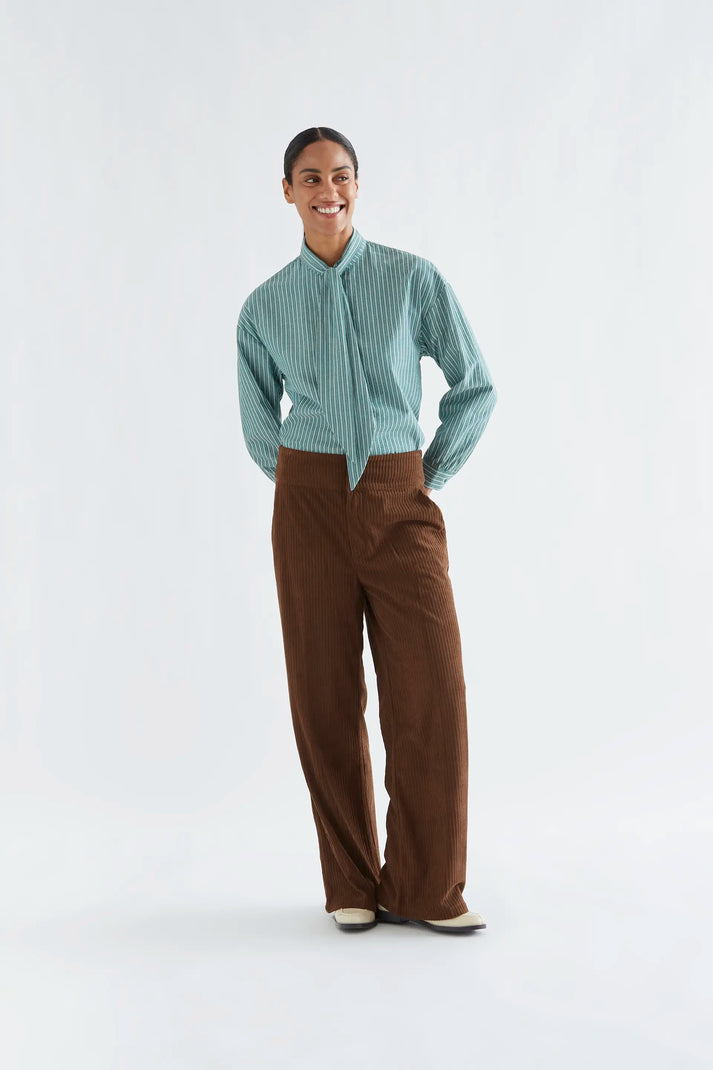 Compania Fantastica Maxi Tie-front Green Striped Shirt