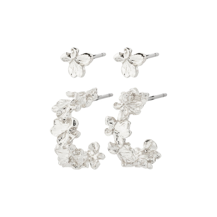 Pilgrim ZHURI recycled earrings 2-in-1 set silver-plated