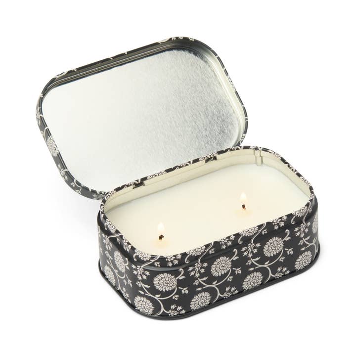 Cherie Printed Tin Candle  -Black & Grey - Black Fig & Olive 127g