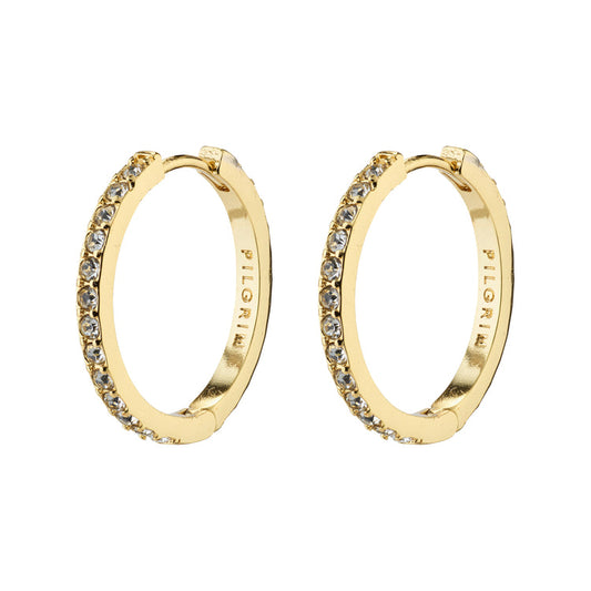 Pilgrim EBNA medium crystal hoops gold-plated