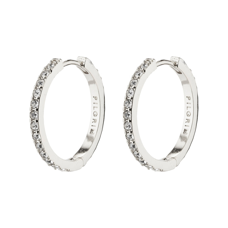 Pilgrim EBNA medium crystal hoops silver-plated 