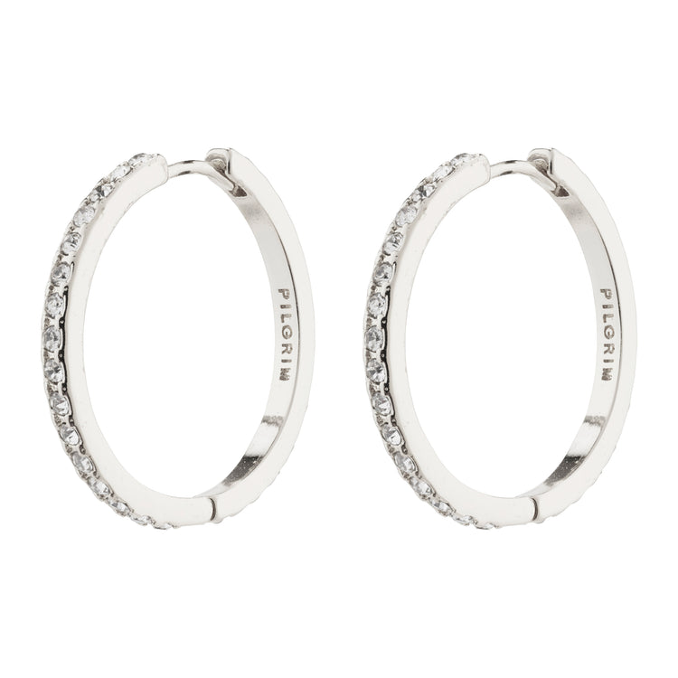 Pilgrim EBNA maxi crystal hoops silver-plated