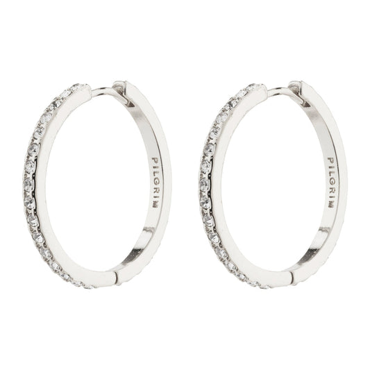 Pilgrim EBNA maxi crystal hoops silver-plated