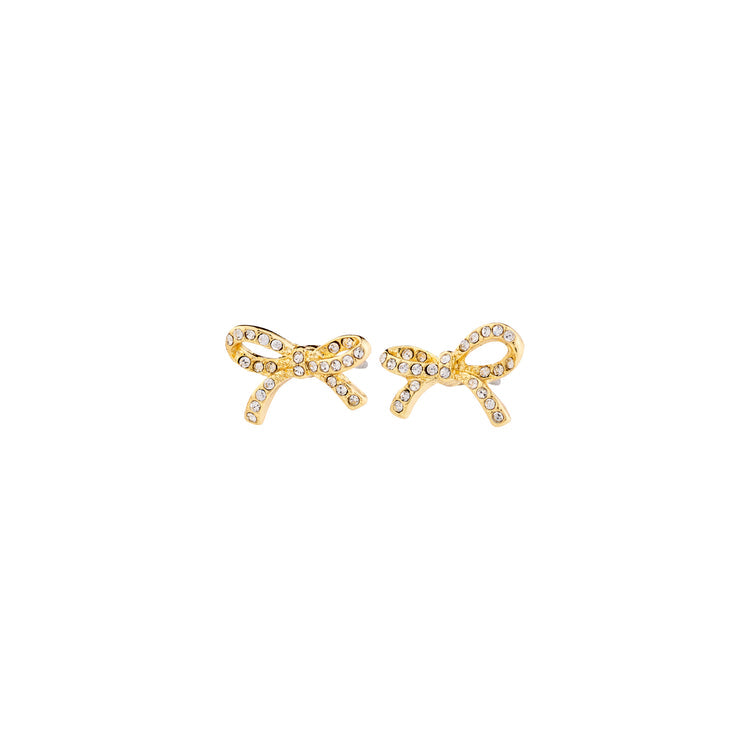 Pilgrim CATHARINA bow stud earrings gold-plated with crystals