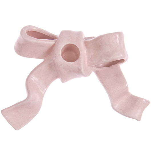RICO Ceramic Candle Holder Bow in Pink 4.5cm