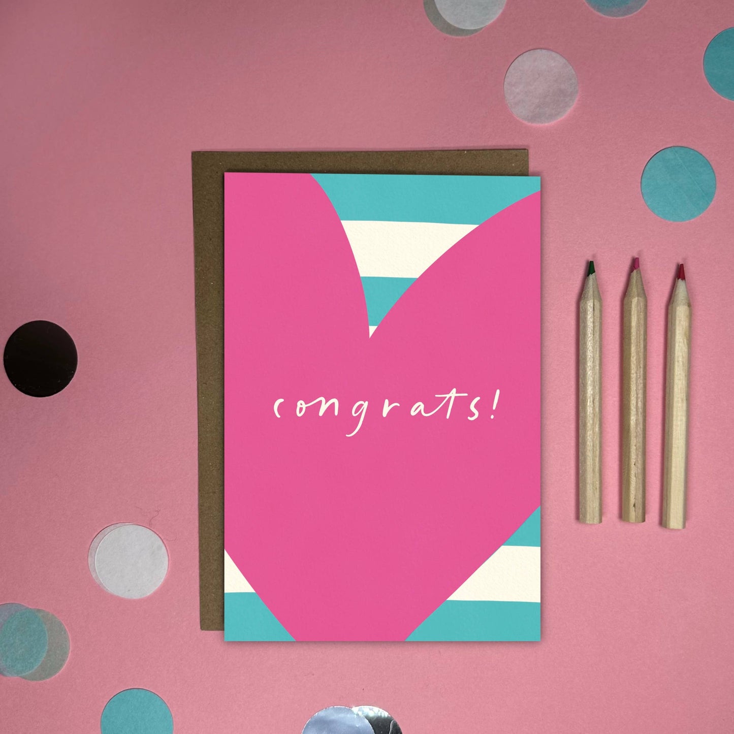 Congratulations Card - Love Heart Stripes