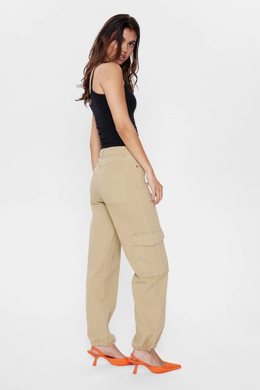 twill cargo trouser with patch pockets and a pretty ankle tie detail