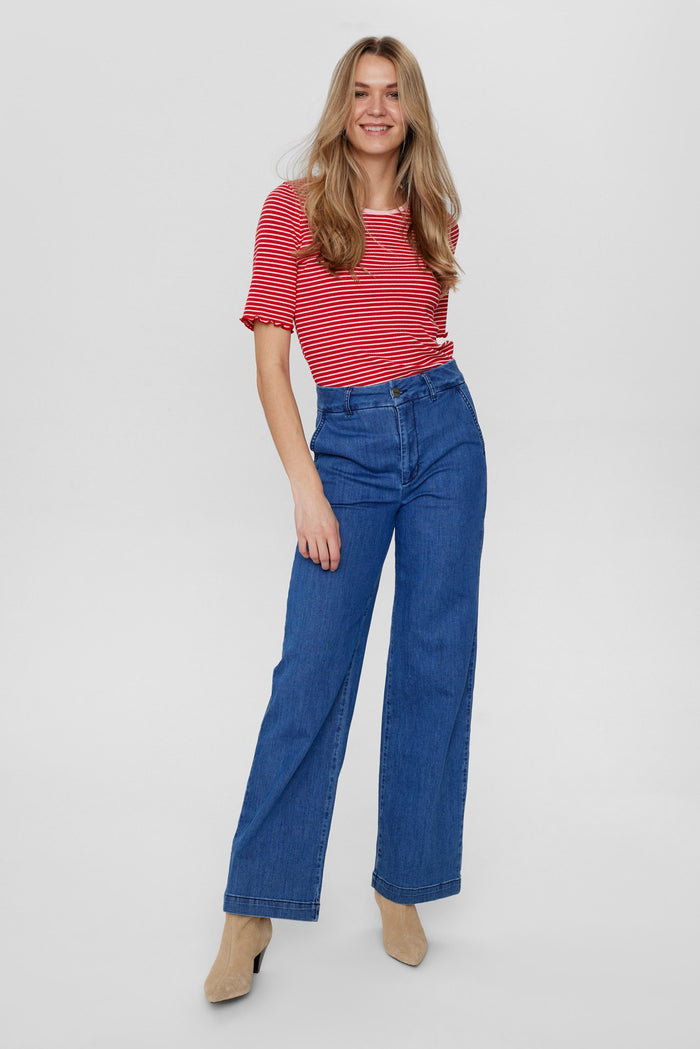 Numph Amber Pants in Medium Blue Denim