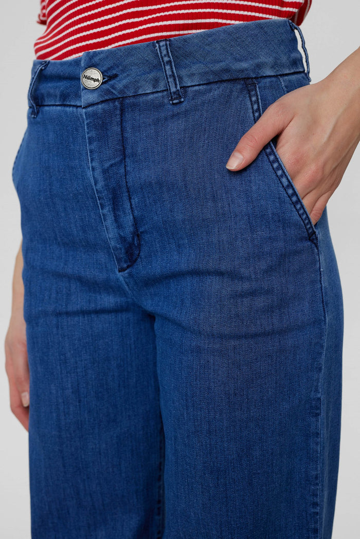 Numph Amber Pants in Medium Blue Denim