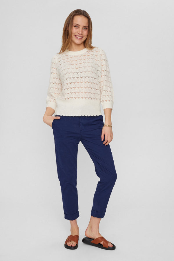 Numph Rietta Pointelle Pullover in Cloud Dancer