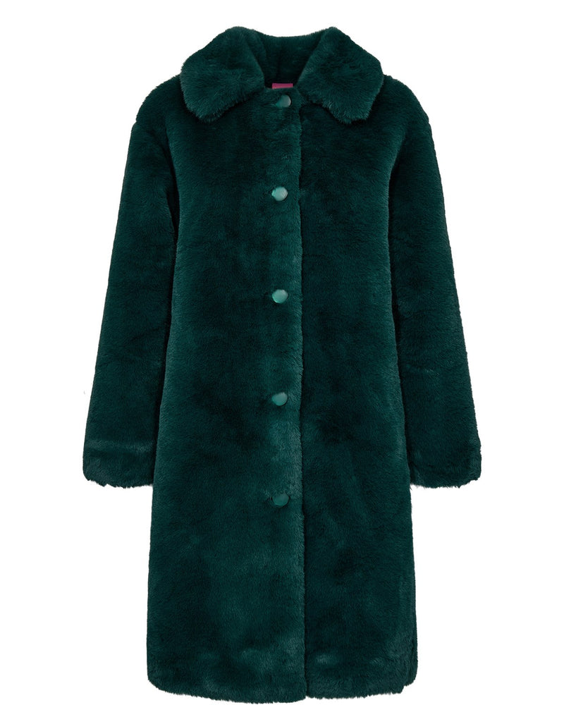 The Era faux fur coat in gorgeous Bear Grass green colour from Numph is super stylish and perfect for adding a little colour to your life