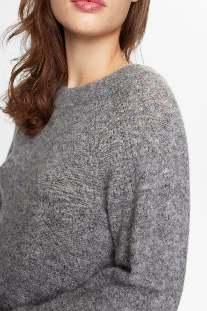 Numph Rietta Bow Pullover in Medium Grey