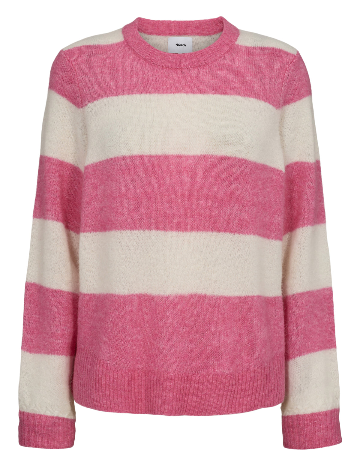 Numph Nuriette Big Stripe Pullover in Pink Cosmos