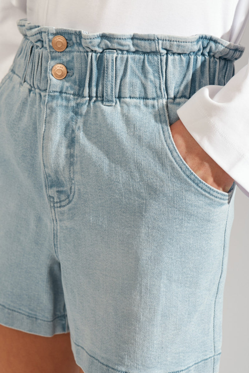 Numph Lulu Denim Shorts in Light Blue Denim