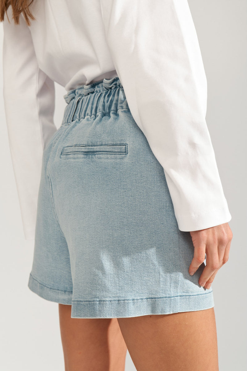 Numph Lulu Denim Shorts in Light Blue Denim