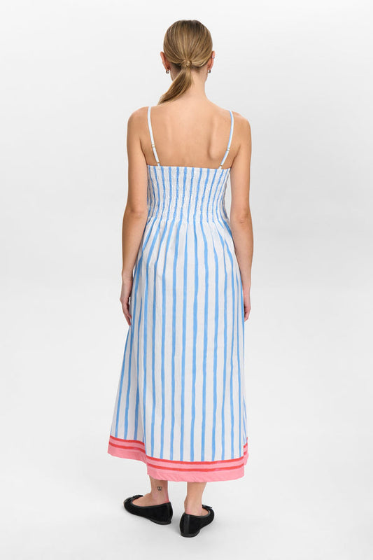 Numph Wendie Dress in Bright White & Blue Stripe