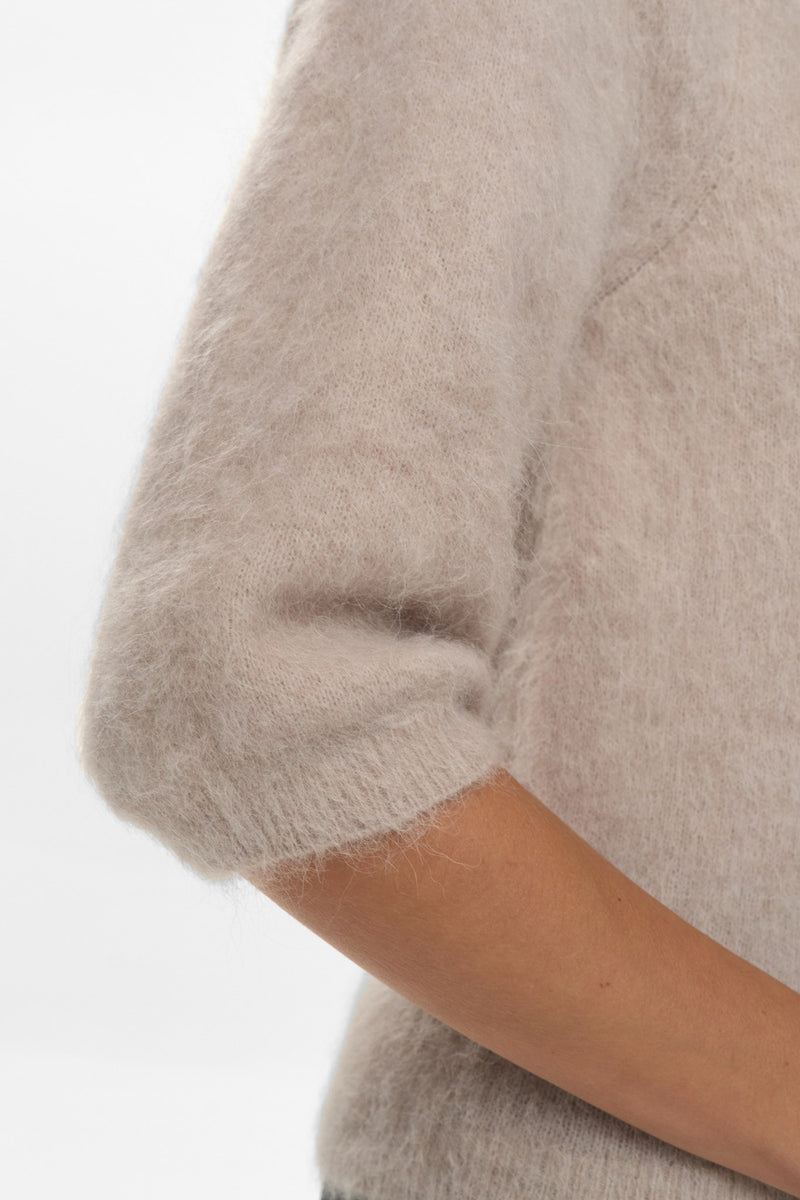 Numph Suri Brushed Short Sleeved Chateaux in Cardigan Grey