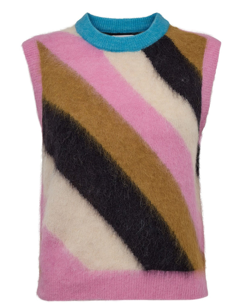 Numph Suri Multi Stripe Vest in Obsidian