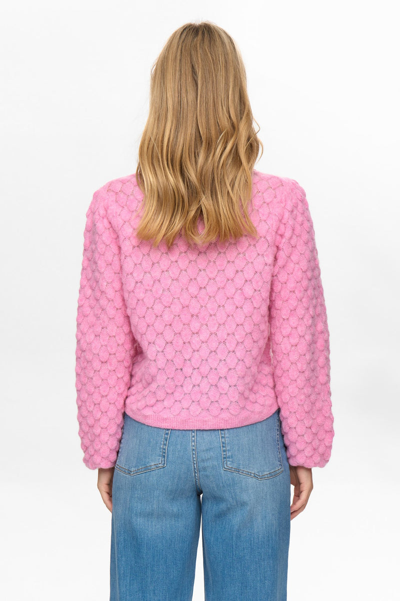 Numph Nuriette Leaf Pointelle Cardigan in Lilac Sachet