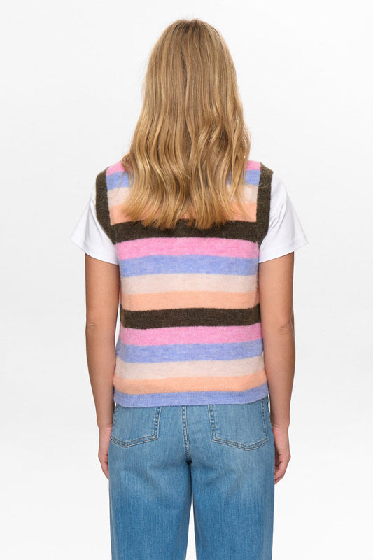 Numph Riette stripy Vest in Sea Turtle