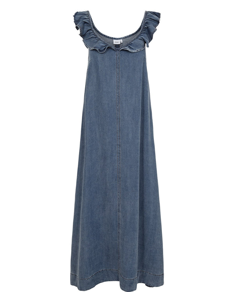 Numph Elida Dress in Snow Washed Denim