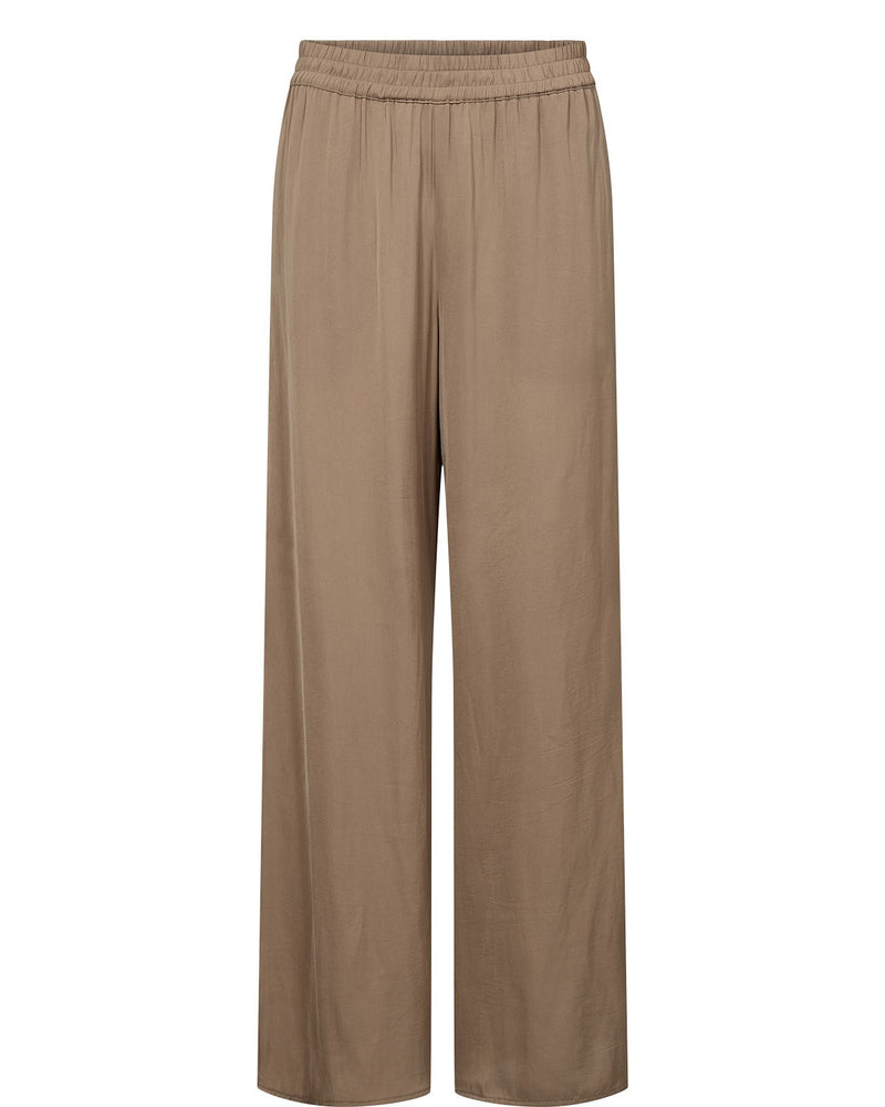 Beige wide-leg pants on a white background