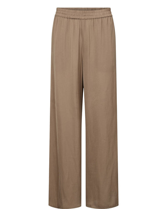 Beige wide-leg pants on a white background