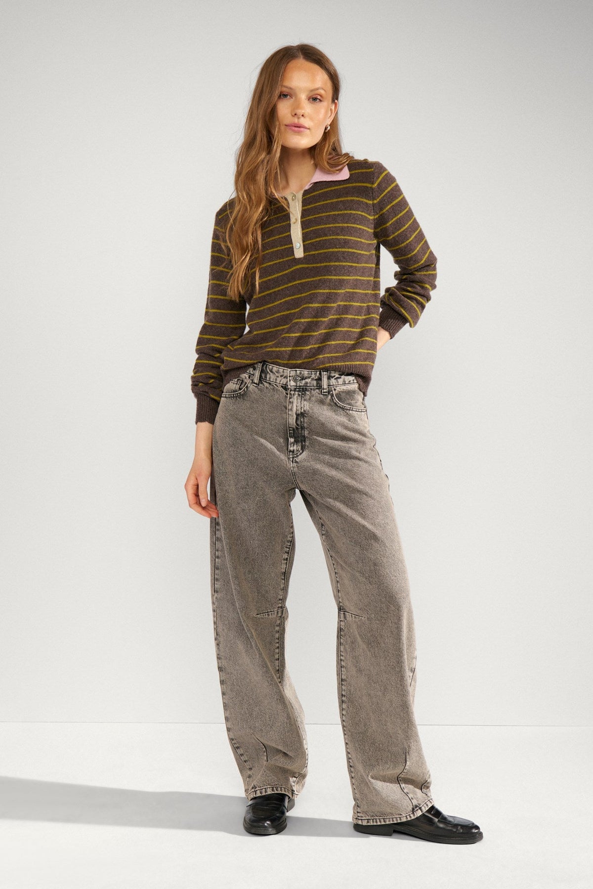 Numph Lucinda stripe Pullover in Black Coffee