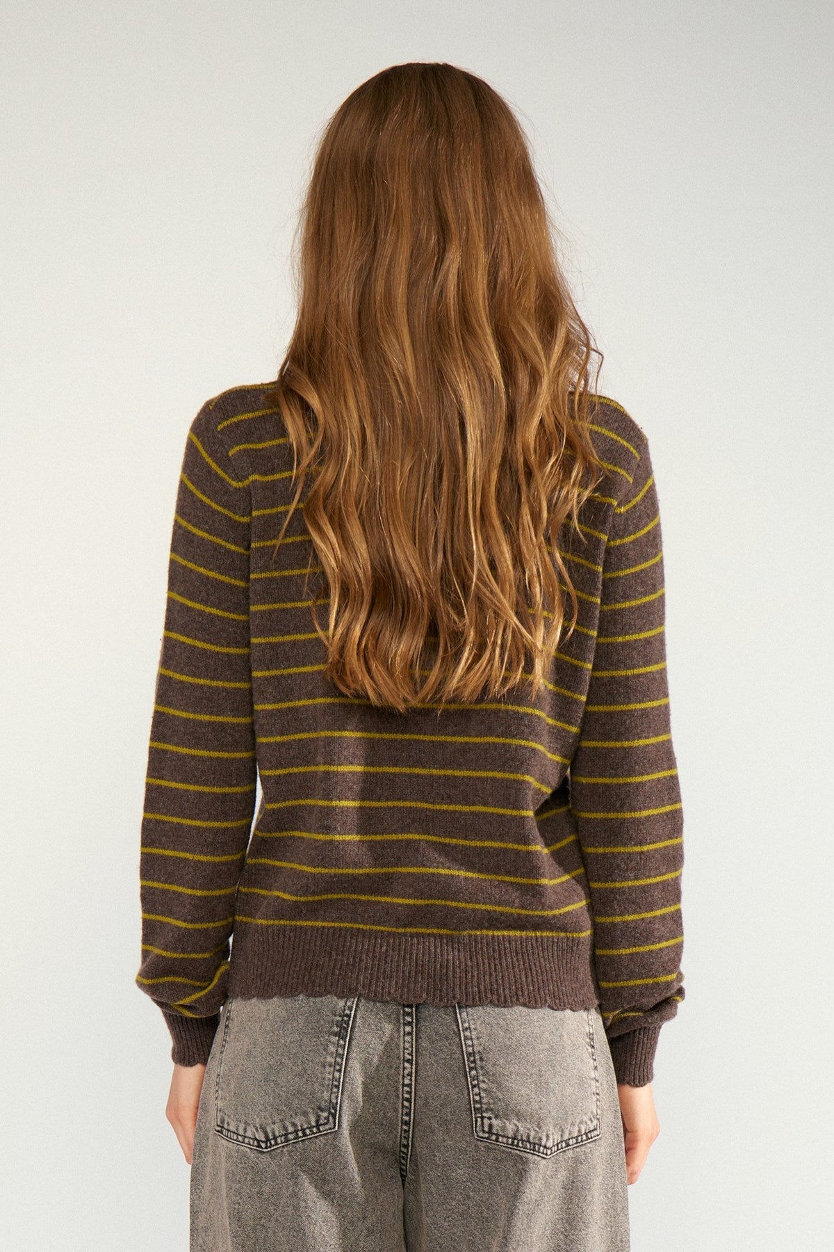 Numph Lucinda stripe Pullover in Black Coffee