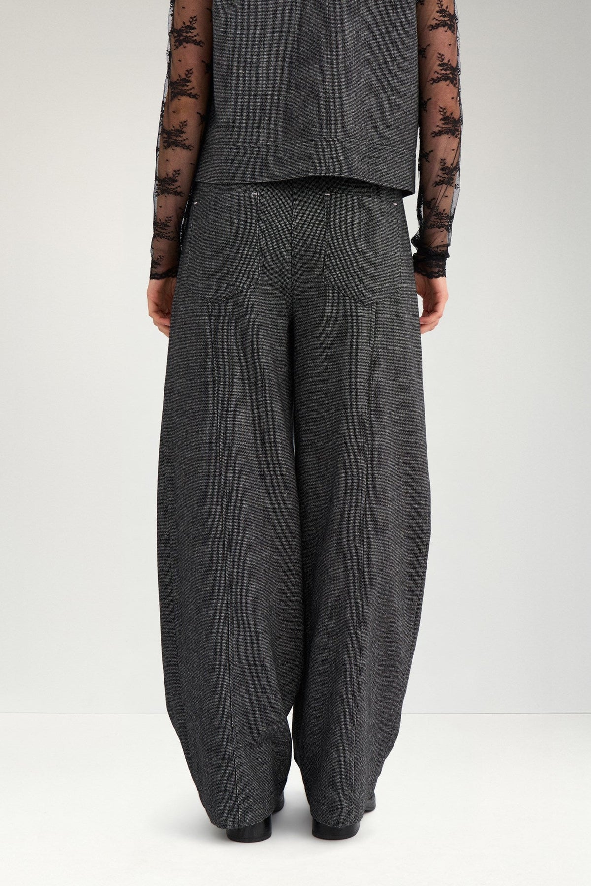 Numph Roki Barrel Pants in Dark Grey Melange