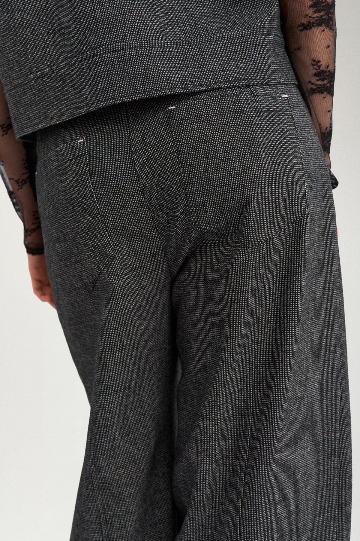 Numph Roki Barrel Pants in Dark Grey Melange