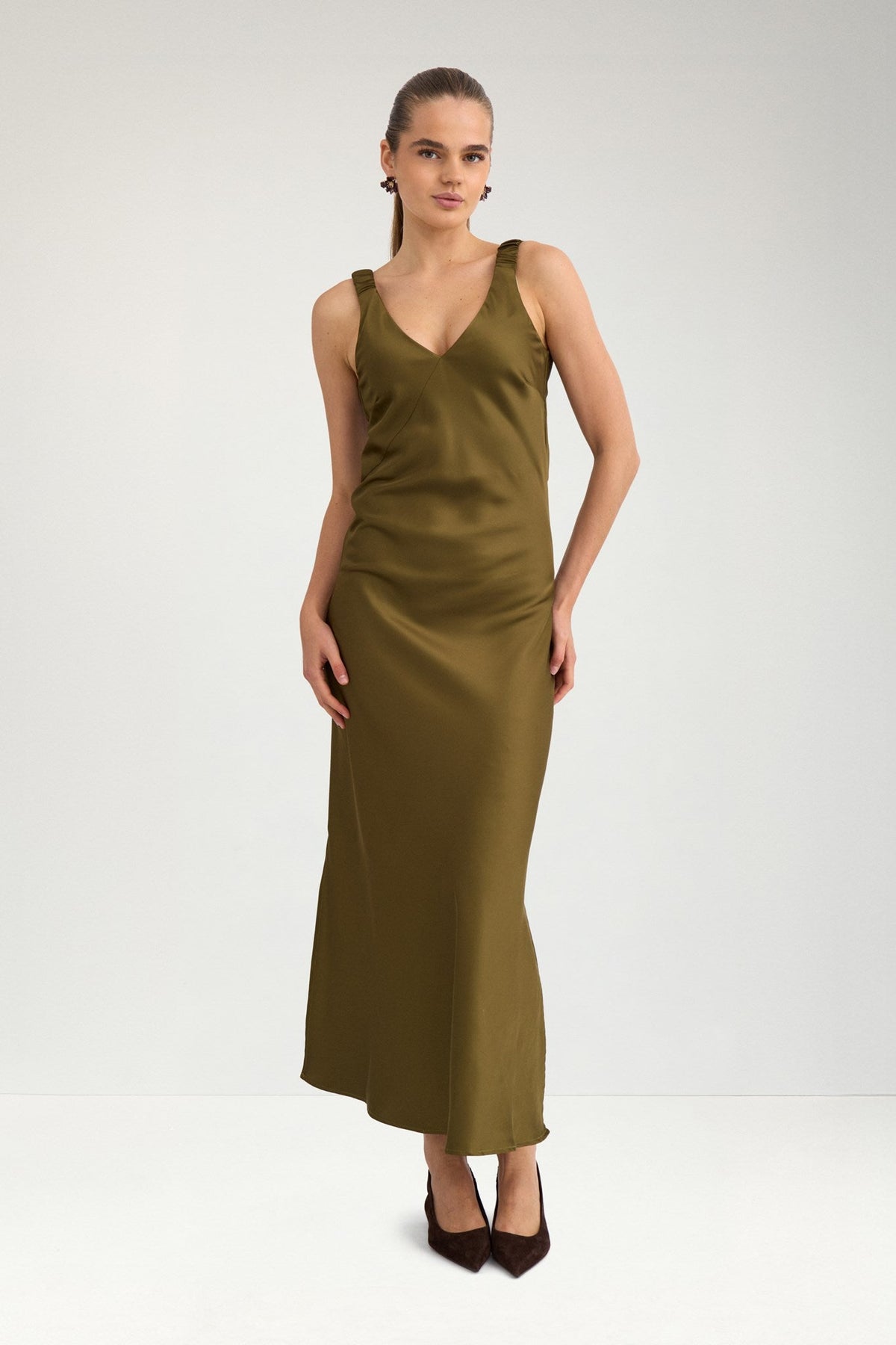 Numph Evelyn New Dress in Fir Green