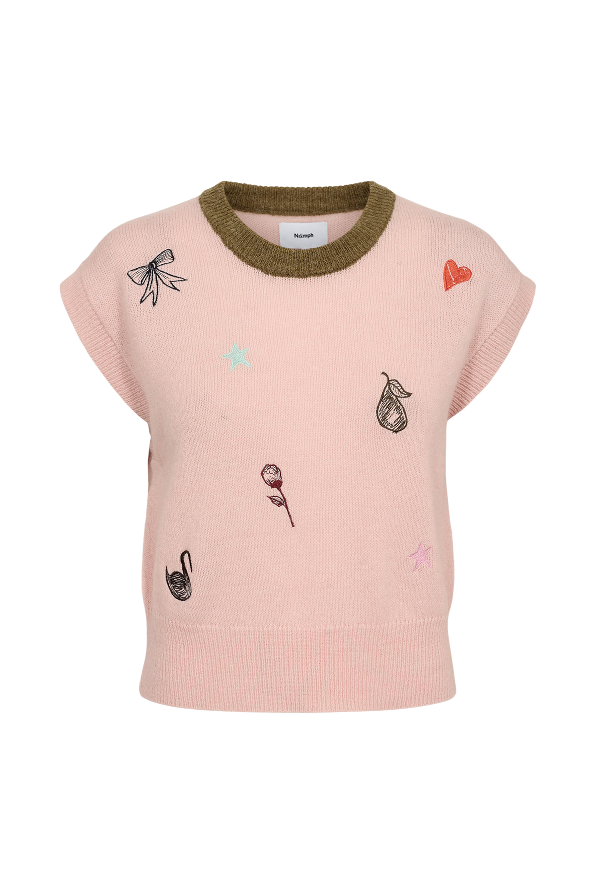 Numph Yppa Embroidery Vest in Peachskin