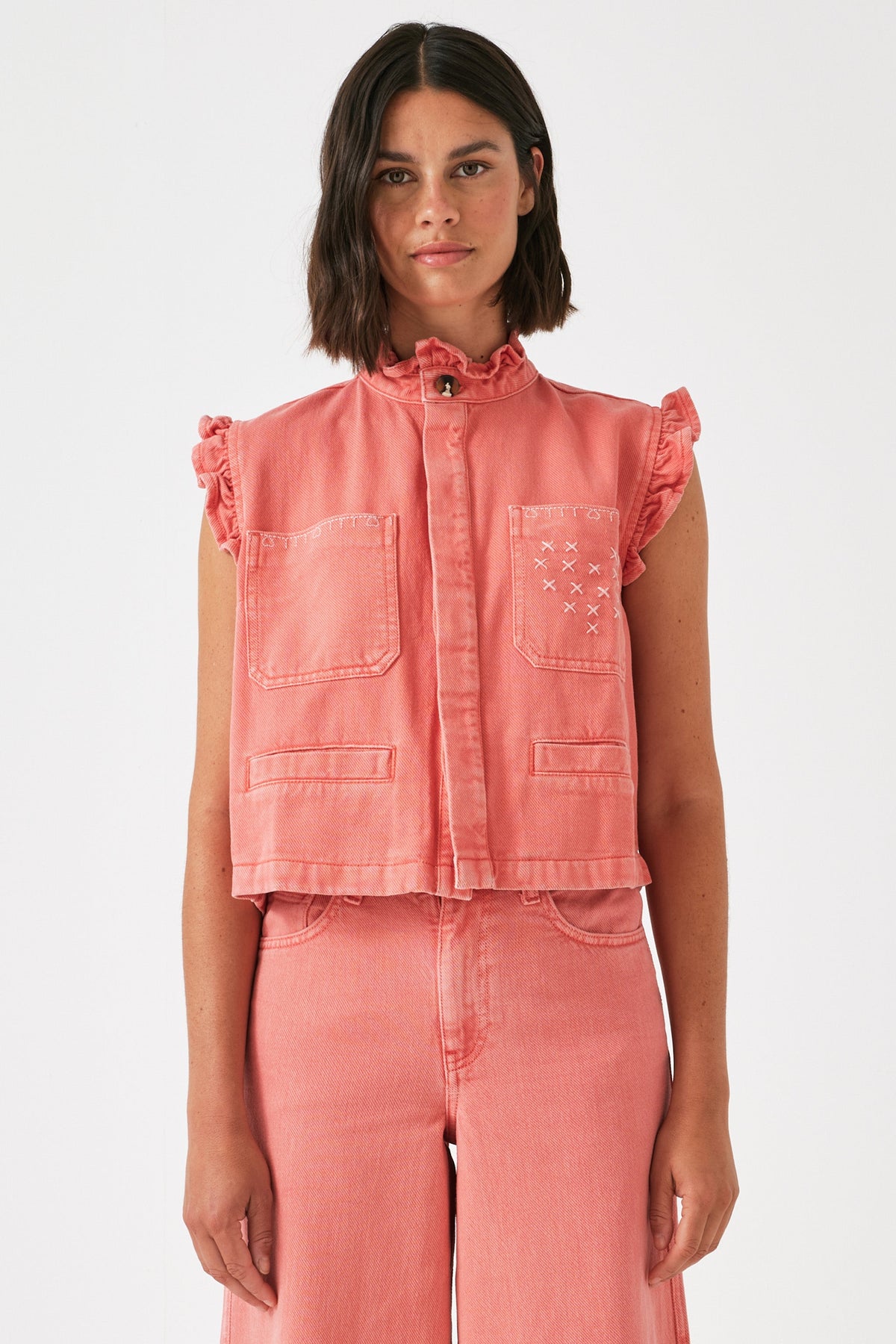 seventy + mochi Dear Pablo Waistcoat in Mineral Red