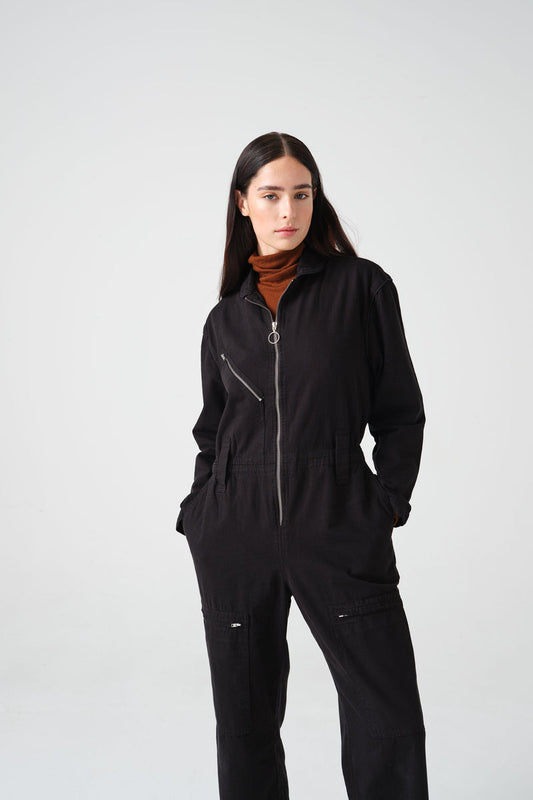 seventy + mochi Amelia All In One in Black Denim