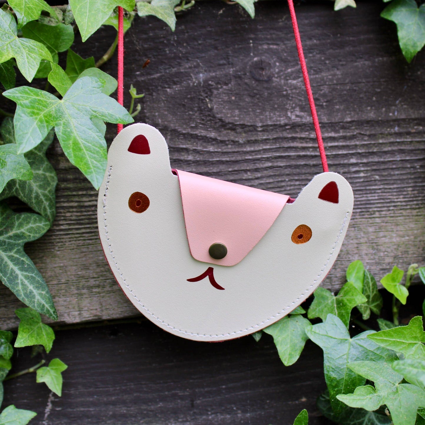 Ark Colour Design - Bear Pocket Coin Purse: Cream & Pale Pink