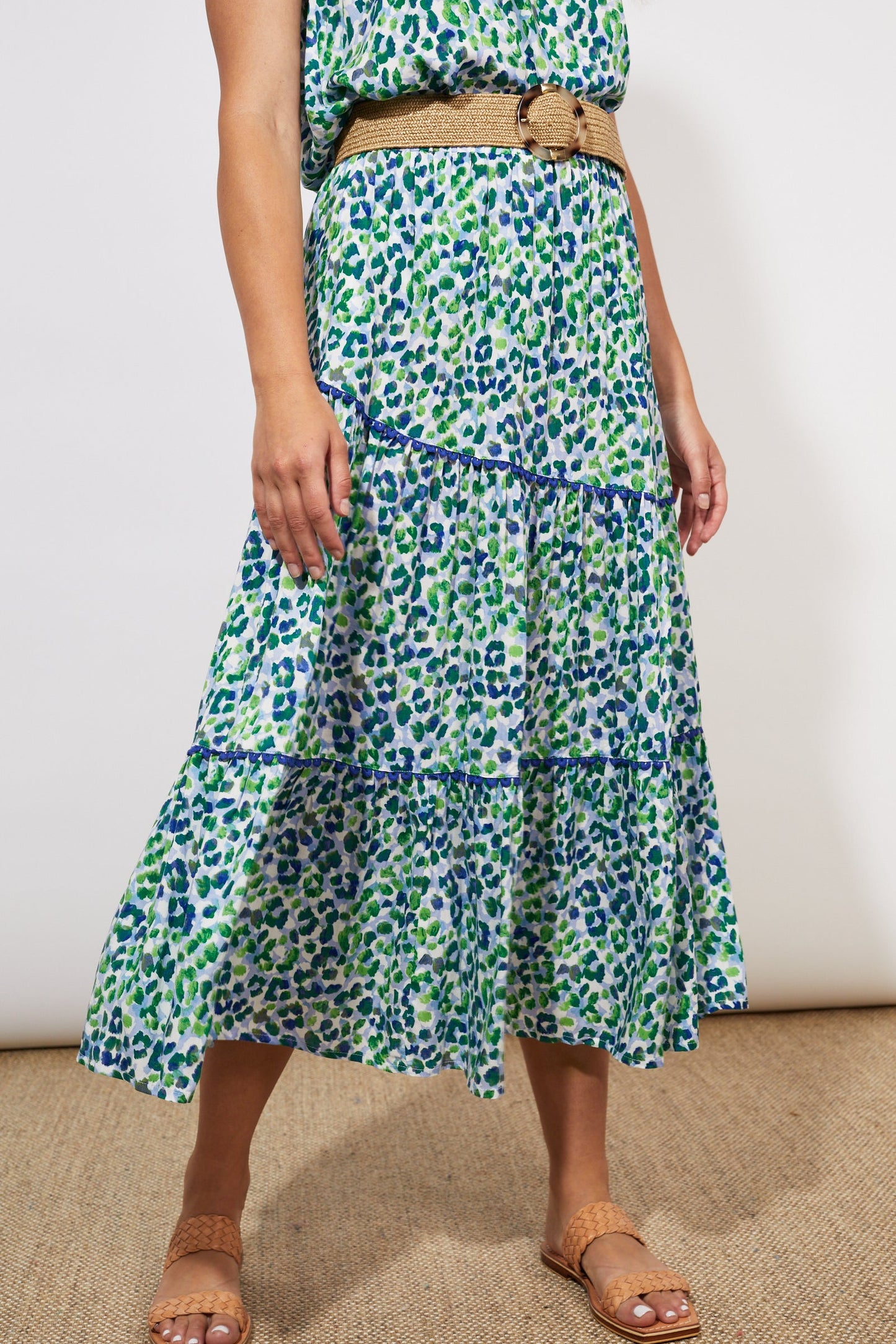 Haven Lamu Teired Maxi Skirt - in Savanna Blue