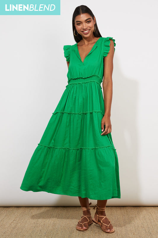 Haven Tanna Frill Dress in Paradise Green