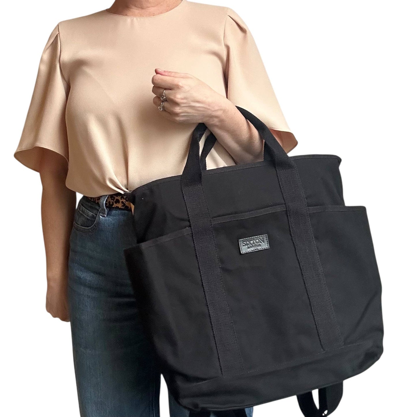 Sixton London Black Backpack- Plain Cotton Canvas