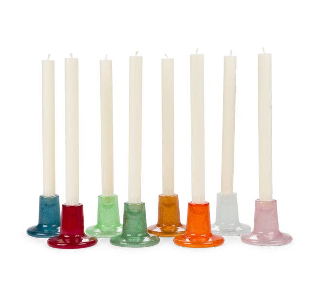 British Colour Standard Glass Candleholder in Malachite Green