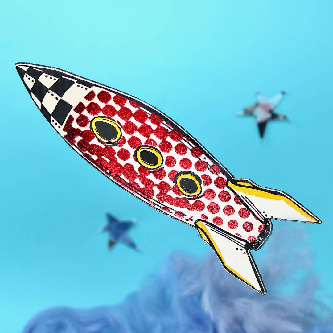 Arc Colour Design Rocket Bookmark: Yellow/Cornflower